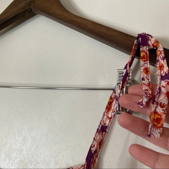 Daisy Floral Layered Cold Shoulder Top Tie Straps Sleeve Lightweight Size Medium - Picture 9 of 11